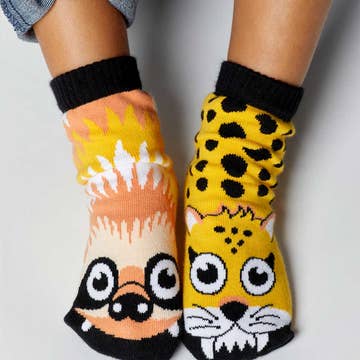 Sloth & Cheetah Mismatched Kids Socks