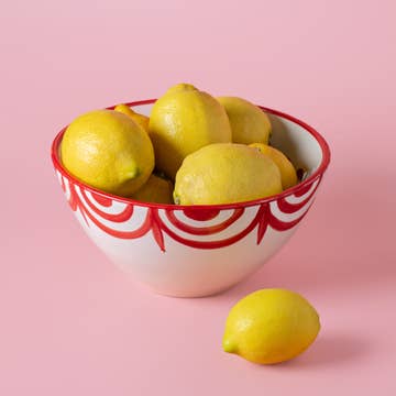 Ceramic Salad Bowl (Red + White Sevilla)