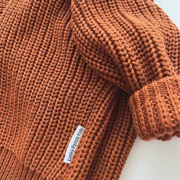 Chunky Knit Kids Sweater| Rust