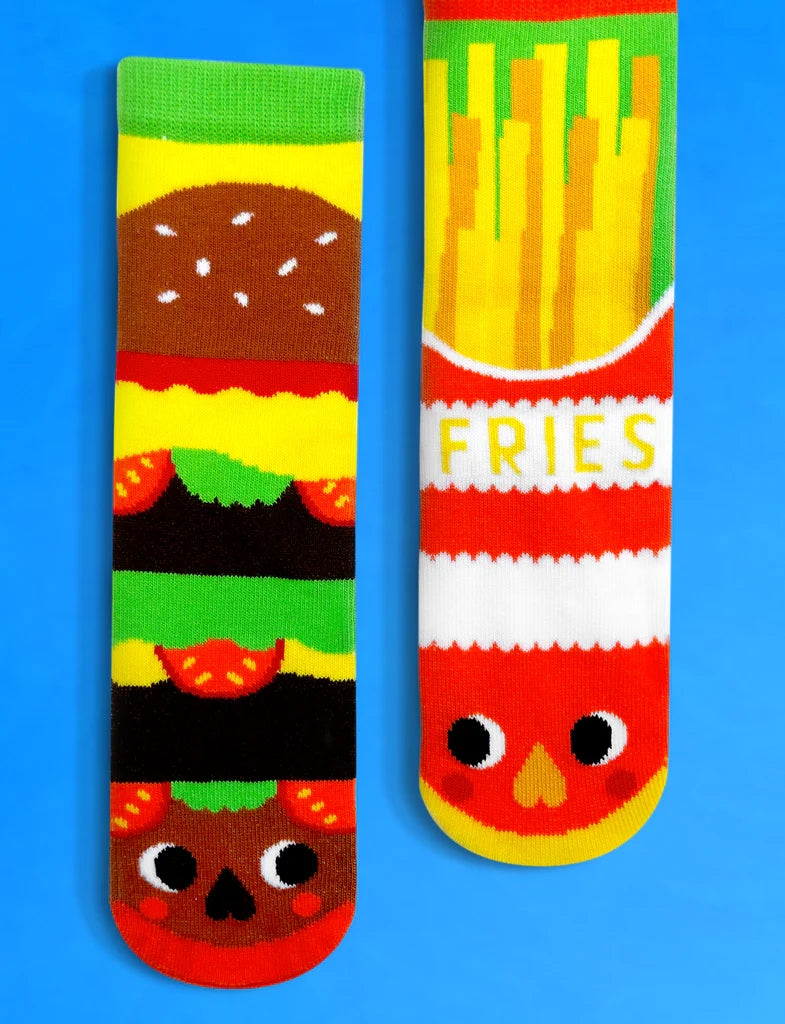 Burger & Fries Mismatched Kids Socks (Kids Small)