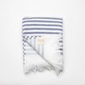 Turkish Beach Towel 100% cotton terry backing in navy color stripes