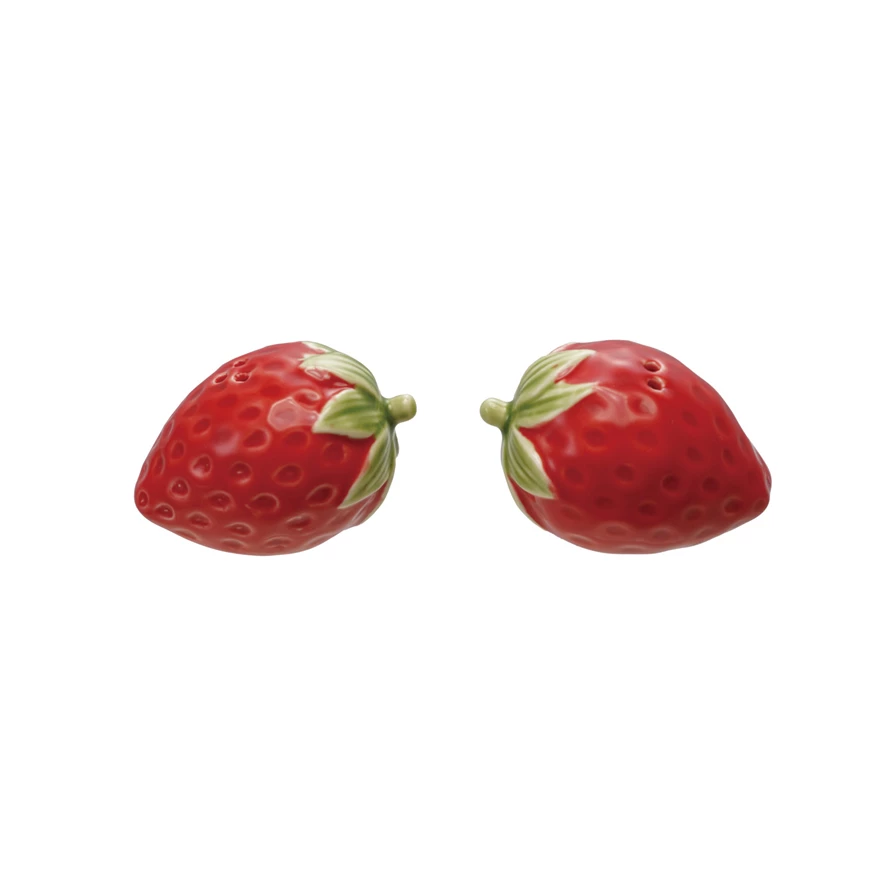 Hand-Painted Strawberry Shaped Salt & Pepper Shakers