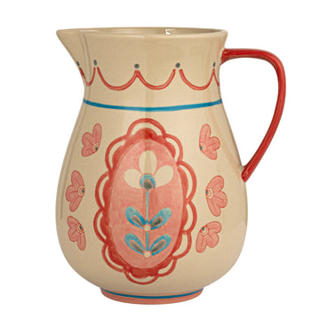 3 Quart Hand-Painted Stoneware Pitcher