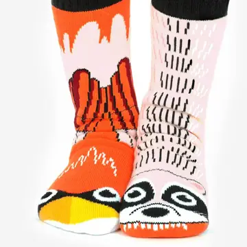 Raccoon & Cardinal Mismatched Kids Socks (Kids Small)